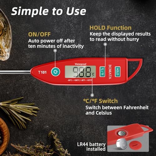BOMATA Digital Water Thermometer for Liquid, Meat, Cooking, IPX7 Waterproof - Image 5