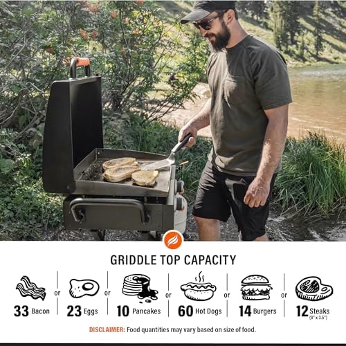 BLACKSTONE 22” On The Go Scissor-Leg Griddle with Two Burners -Stainless Steel Gas Griddle with Hood, Wheels, Side Shelf –Heavy Duty Outdoor Stainless Steel Griddle for Backyard, Patio Camping –1935 - Image 6