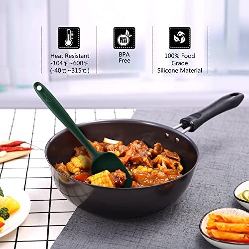 HOTEC BPA-Free Silicone Rubber Spatula Set, Dark Green, Set of 5 - Image 5