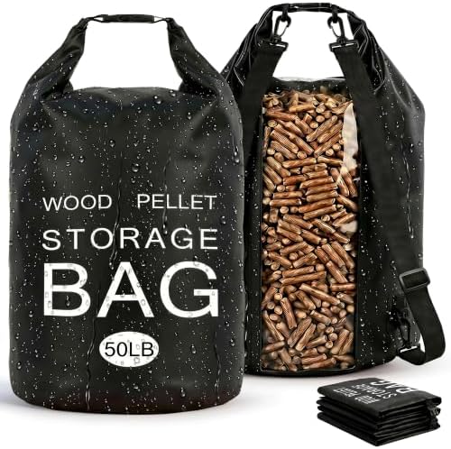 2 Pack 50LB Waterproof Pellet Storage Bags with Backpack Straps by Ajerg