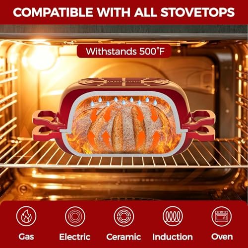 Wildone Enameled Cast Iron Dutch Oven Pot with Lid, Oval Bread Oven - Image 4