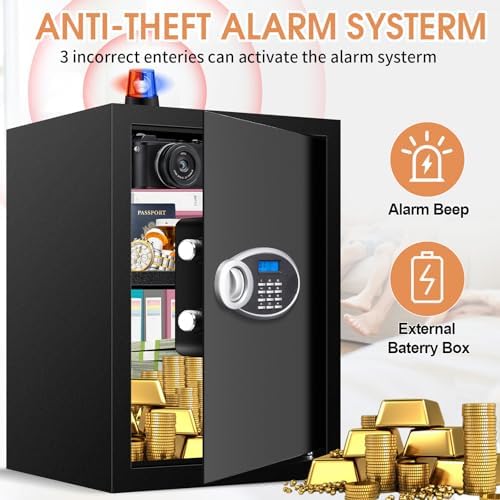 3.3 Cubic Feet Home Safe Fireproof Waterproof, Digital Home Security Safe Box with Programmable Keypad and Spare Keys, Document Safe for Money Firearms Medicine Valuables - Image 5