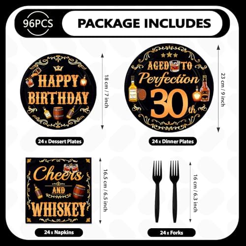 96Pcs Whiskey 30th Birthday Party Decorations, Serves 24 - Image 5