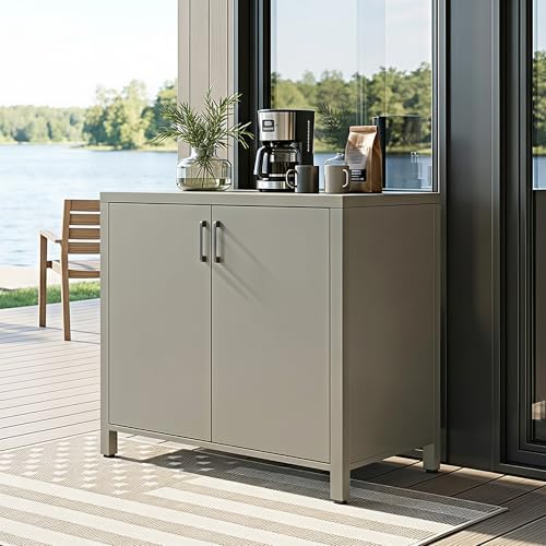 Wisteria Lane Outdoor Storage Cabinet, Aluminum Modular Outdoor Kitchen, All Weather Kitchen Island with Double Door Storage for Patio, BBQ, Backyard - Image 3