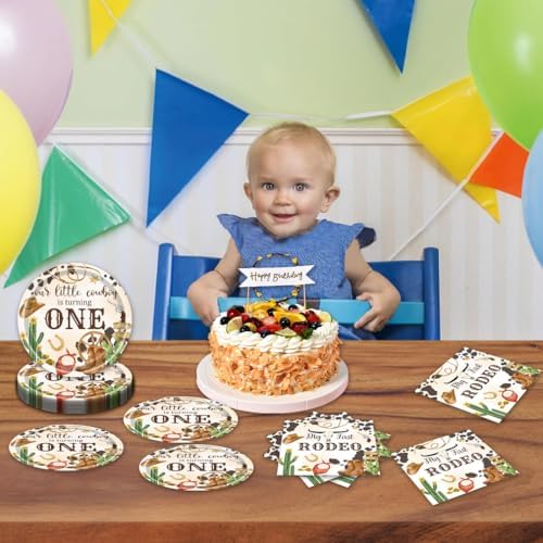 40pcs My First Rodeo Birthday Party Decoration Western Cowboy Rodeo Theme Party Desserts Paper Plates and Napkins for Birthday Baby Shower - Image 5