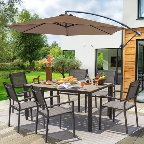 Homall 7-Piece Patio Dining Set, Metal Outdoor Dining Set for 6, Light Grey - Image 6