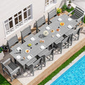 SERWALL HDPE Outdoor Furniture, Outdoor Dining Set for 10, Light Gray by SERWALL