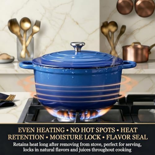 Nonstick Enameled Cast Iron Cookware Set, 4-Pcs Pots and Pans with Lid - Image 6