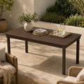 64" Rectangular Outdoor Dining Table, All-Weather HDPE Patio Table for 6-8 Person, Large Composite Wood Furniture with Umbrella Hole for Backyard Deck Garden Poolside, Coffee by PatioKingdom