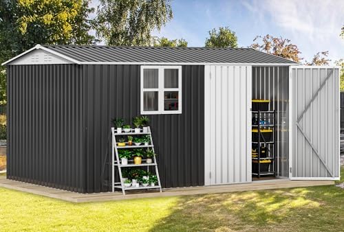 DWVO 12x8ft Large Outdoor Storage Shed with Window & Lockable Doors - Image 2