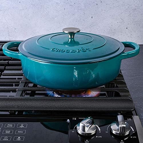 Crock-Pot Artisan Enameled Cast Iron Braiser W/Lid, 5 Quart, Teal Ombre - Image 6