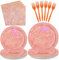 96Pcs Iridescent Rose Gold Birthday Party Decorations, Serves 24 by Greencian