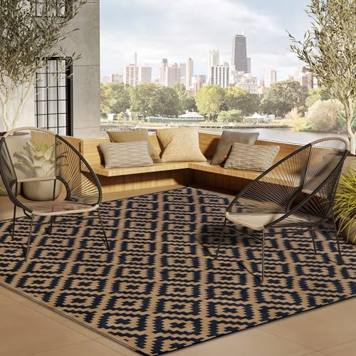 SAND MINE Reversible Mats, Plastic Straw Rug, Modern Area Rug, Large Floor Mat and Rug for Outdoors, RV, Patio, Backyard, Deck, Picnic, Beach, Trailer, Camping, Black & Brown, 8' x 10' - Image 7