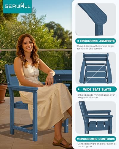 SERWALL HDPE Outdoor Dining Table and Chairs Set for 4 - Image 3