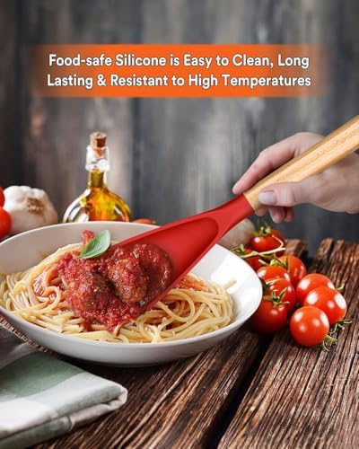 Badiano Silicone Cooking Spoon for Nonstick Cookwares, Multi-function,13.4" - Image 3