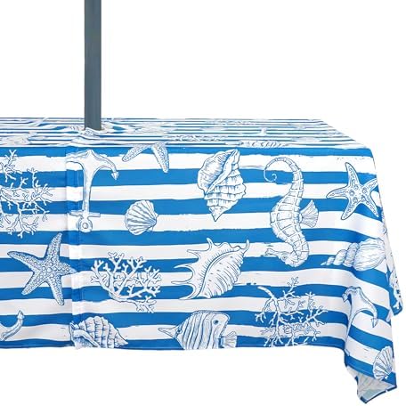 Outdoor Tablecloth with Umbrella Hole Umbrella Tablecloth Patio Tablecloths with Zipper for Courtyards, Terraces, and Beaches 60 x 84 in by Rodvnyh