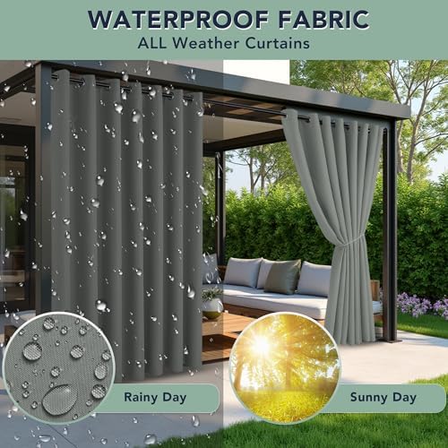 Outdoor Curtains for Patio Waterproof, 6 Drape Panels, Sun Shades - Image 2