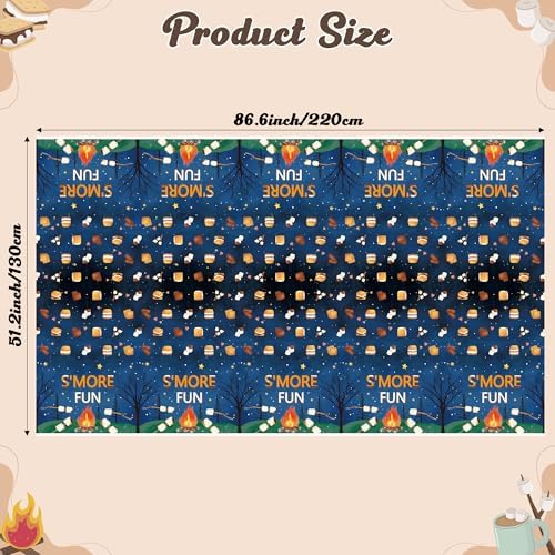 S’Mores Camping Party Tablecloths and Tableware Set - Serves 24-99Pcs S’More Love Fun Campfire Disposable Table Covers Plates Napkins Forks Birthday Party Decorations Baby Shower Supplies - Image 3