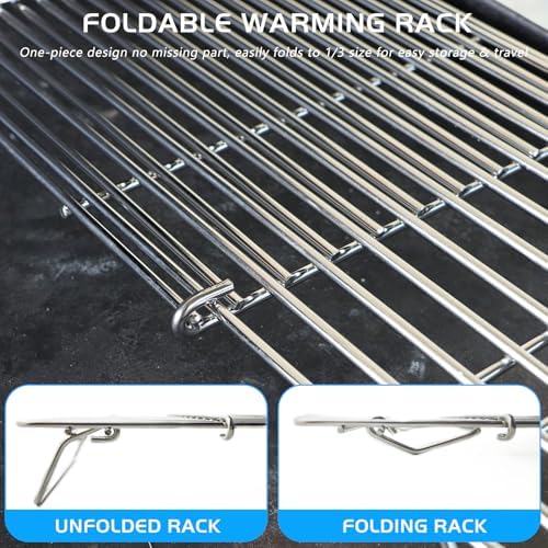 CANDANA Griddle Warming Rack for Blackstone 17 22 28 36 Inch Adjustable Upper Grid Shelf for Weber Pit Boss Nexgrill Charbroil and Most Tabletop Flat Top Grill Parts BBQ Accessories - Pack of 2 - Image 3