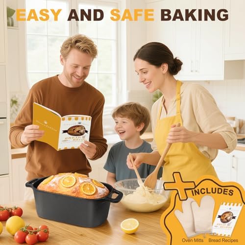 7QT Oval Dutch Oven for Sourdough Bread Baking, Pre-Seasoned Cast Iron Bread Pan with Lid, Even Heat Distribution for Homemade Bread - Image 2