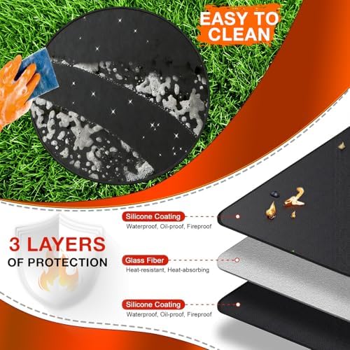 Grill Mat 19.5 Inch Fire Pit Mat for Solo Stove Bonfire Accessories Double-Sided Fireproof Waterproof Grill Pad Round Under Grill Mat Reusable Oil-Proof Deck Patio Lawn BBQ Fireproof Outdoor - Image 5