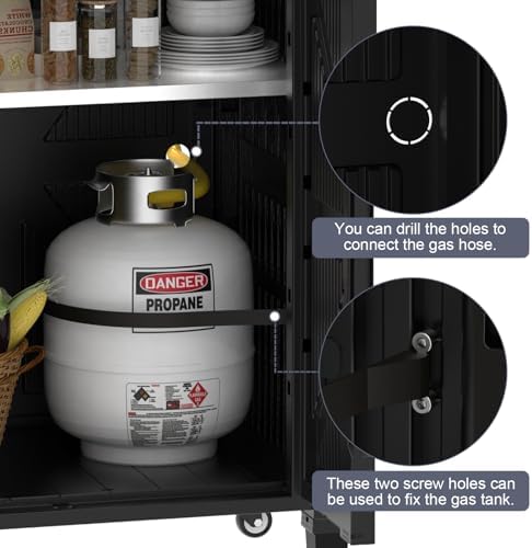 Outdoor Grill Cart with Stainless Steel Top & 2-Tier Storage Cabinet - Image 5