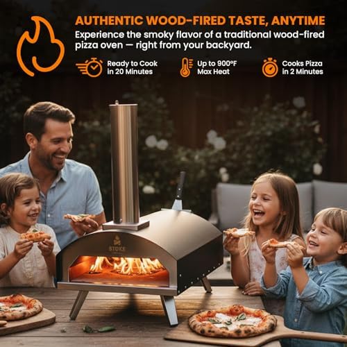 Stoke 13 Inch Outdoor Pizza Oven – Wood Pellet Portable Pizza Oven for Backyard, Camping, or Tailgating – Stainless Steel Oven with Pizza Stone & Accessories - Image 2