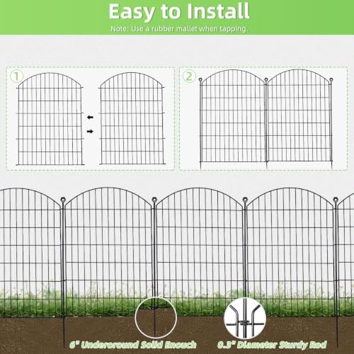 Decorative Garden Fence, 40in (H) x 12ft(L) No Dig Fence with Gate - Image 3