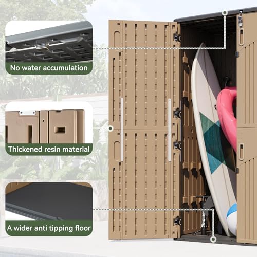 Aoxun Outdoor Storage Shed with 2 Shelves & Floor, 64 Cu.Ft Storage Cabinet - Image 6