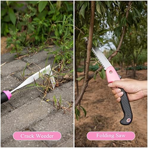 Pink Garden Tool Set Gardening Items for Women - 24PCS Heavy Duty Garden Tools with Detachable Storage Bag, Succulent Tool Set, Weeder - Image 7