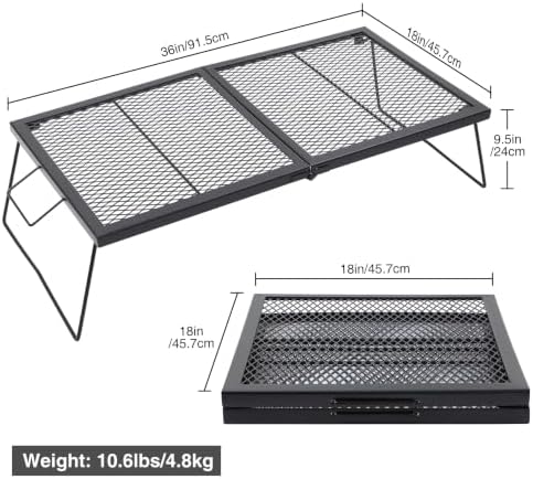 REDCAMP Large Folding Campfire Grill, 36" Portable Heavy Duty Steel Grate, Fire Pit Grill Grate with Legs Carrying Bag for Outdoor Camping Cooking BBQ - Image 3
