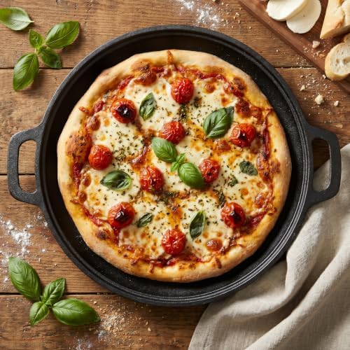 Home-Complete Cast Iron Pizza Pan with Dual Handles, 12 Inch - Image 6