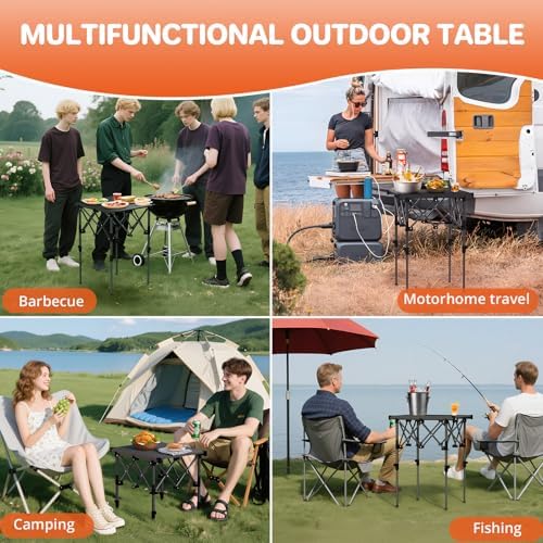 FUNYKICH Folding Camping Square Table, 2 Height Adjustable 17.3'' & 27.6'' - Image 5