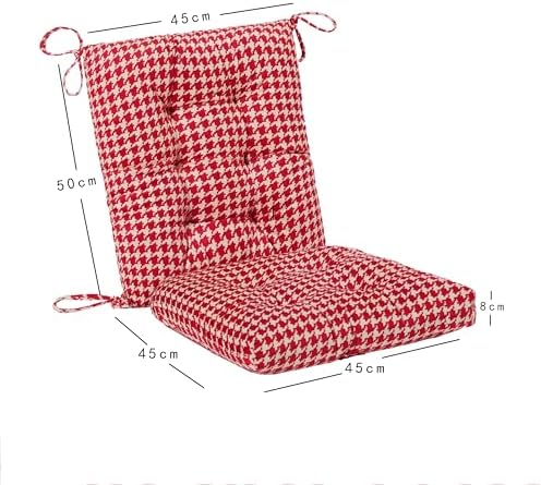 Outdoor Patio Cushion, Rocking Chair Cushion, Tufted Pads, Set of Upper and Lower with Ties Pack of 2 (2 Sets) - Back 20"×17", Seat 17"×17" (Red Houndstooth) - Image 5