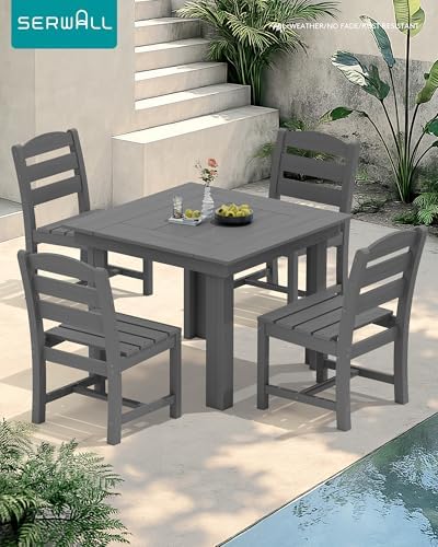 SERWALL HDPE Outdoor Square Dining Set for 4 - Image 6