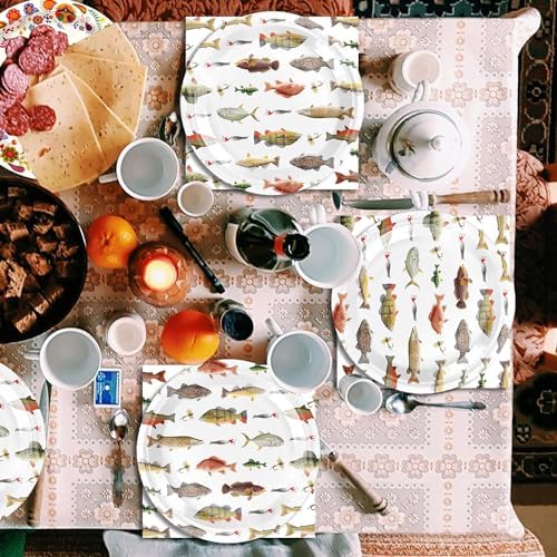 40pcs Gone Fishing Birthday Plates And Napkins Party Supplies - Fish Party Decorations Tableware, little Fisherman Fishing Birthday Baby Shower Decorations Serve 20 - Image 5