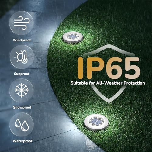 INCX Solar Lights Outdoor Waterproof, Cold White, 12 Pack Ground Lights - Image 3