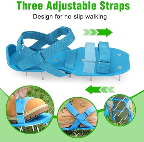 Lawn Aerator Shoes for Grass - Pre-Assembled Grass Aerator Shoes for Lawn - Soil Yard Aerator Tool for Aerating Patio Garden, Blue, Large Size - Image 4