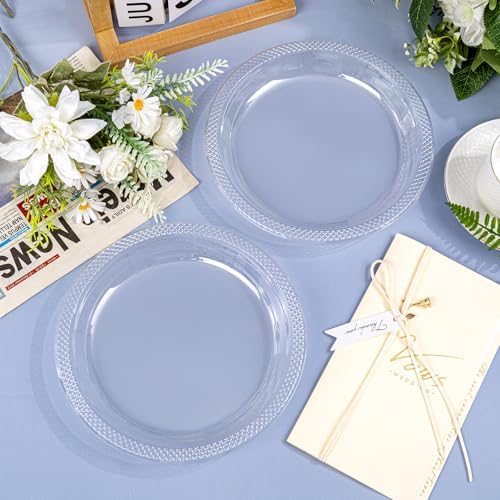 WELLIFE 9 Inch Clear Plastic Plates 50 Count - Image 5