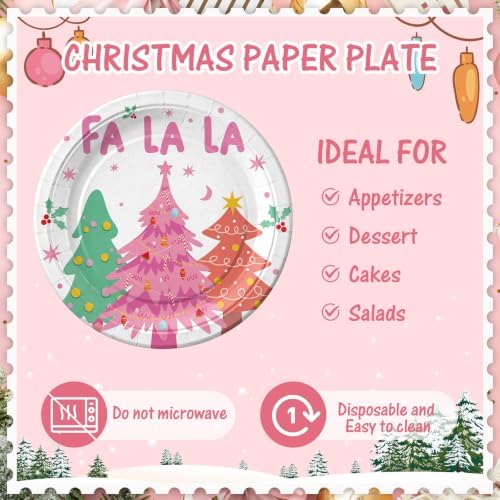 Rtteri 100 Pcs Pink Christmas Paper Plates Disposable 9'' Nutcracker Plate - Image 3