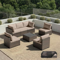 Patio Furniture Set - All-Weather - 7 Piece Patio Outdoor Conversation Set, Modular Wicker Rattan Sectional Sofa for Backyard, Garden, Poolside, Balcony, Porch, Patio, Brown/Khaki by Unknown