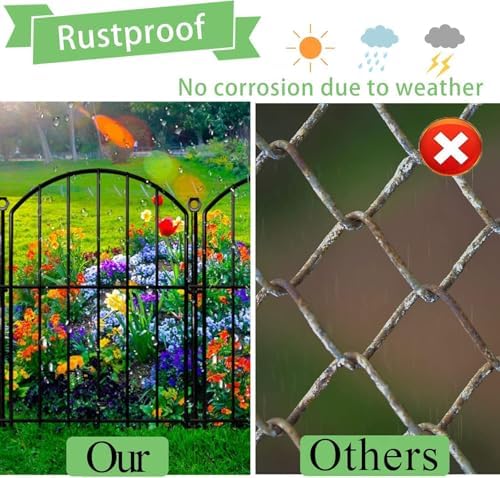Decorative Garden Fence 17in x10ft, 10 Pack Rustproof Metal No Dig Fence Animal Barrier for Dog, Arched Flower Bed Edging Ornamental Wire Border Panel Fencing for Yard Patio Outdoor Decor - Image 6