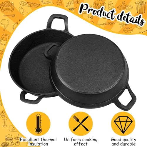 Ziliny 2 Pack Mini Cast Iron Skillets 7 x 7 x 1.7 Inch Pan Ramekin Set - Image 4