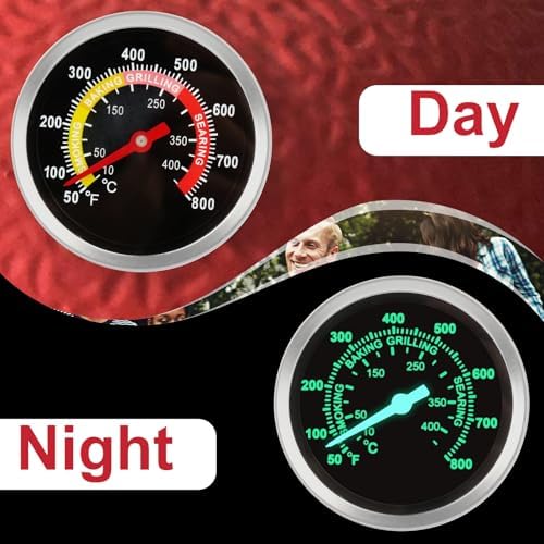 2.64" Smoker Temperature Grill Thermometer Gauge Charcoal Grill Pit Smoker Thermometer Heat Indicator for Cooking BBQ Meat, 50-800℉ Temp Gauge - Image 4