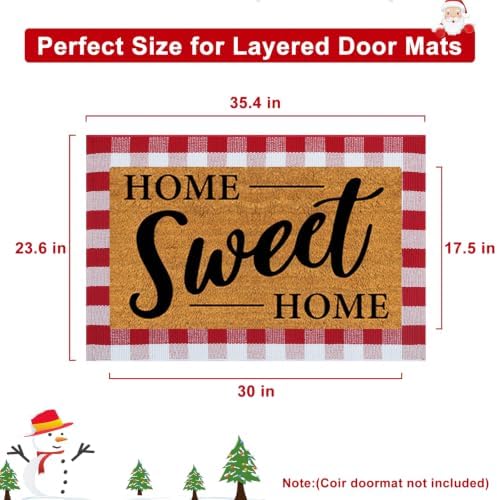 Christmas Door Mats Buffalo Plaid Rug 2'x3' Welcome Mat Front Porch Decor - Image 2