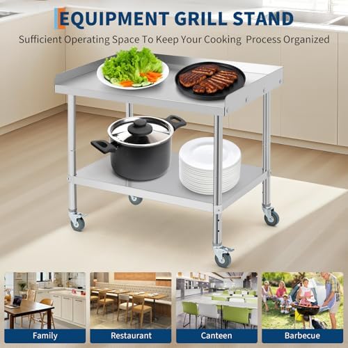 Stainless Steel Equipment Stand, Prep Table Metal Table w/Wheel - Image 7