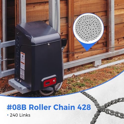 428 Roller Chain 10 Feet 169 Links, 08B Simplex Roller Chain for Chain Driven Sliding Gate Garage Openers, Extension 08B Metric Standard 428#, Includes Chain Breaker and 12 Connecting Links - Image 2