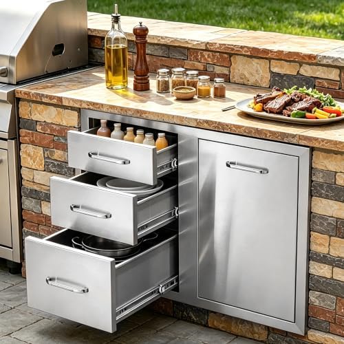 VEVOR Outdoor Kitchen Drawers 29.5"W x 22.6"H x 21.7"D Stainless Steel by VEVOR
