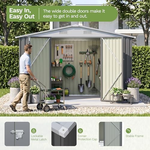 Patiowell 10x12 FT Outdoor Storage Shed, Gray - Image 6