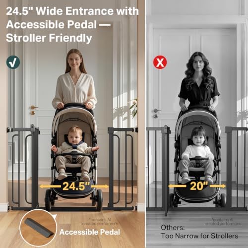Cumbor 36.6-64 in Extra Wide Baby Gate for Stairs, Dog Gate Indoor, Black - Image 6